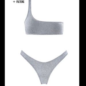 Triangl Melrose Silver Sparkle one shoulder bikini and belt bag